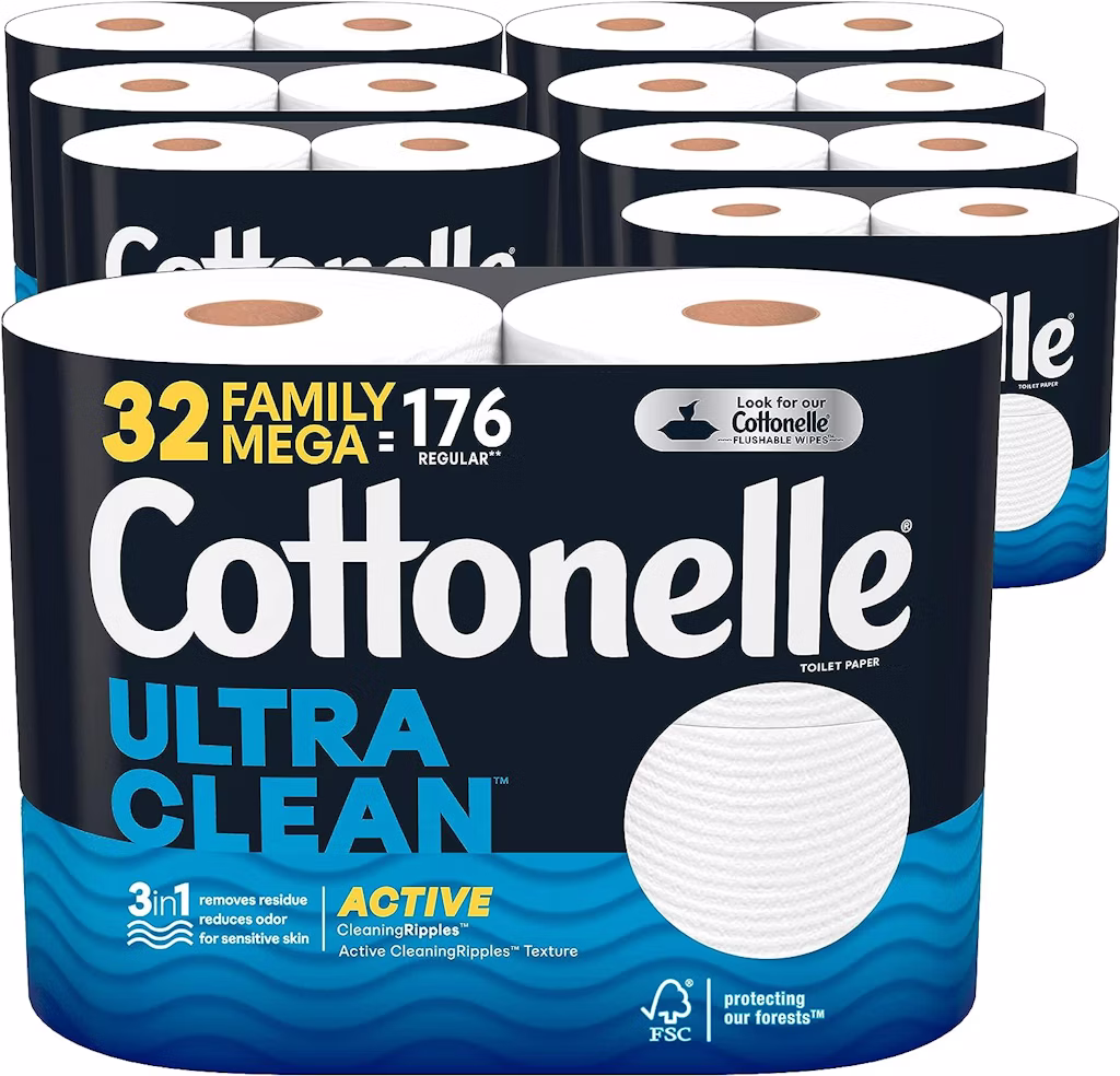 Cottonelle Ultra Clean Toilet Paper Family Mega Roll 32-Pack: $23 w/ Sub & Save Cottonelle Ultra Clean Toilet Paper Family Mega Roll 32-Pack: $23 w/ Sub & Save