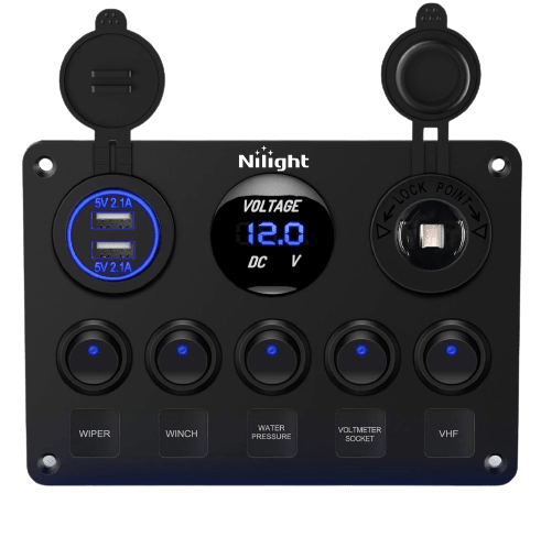 Nilight Multi-Functional 5 Gang Switch Panel: $17