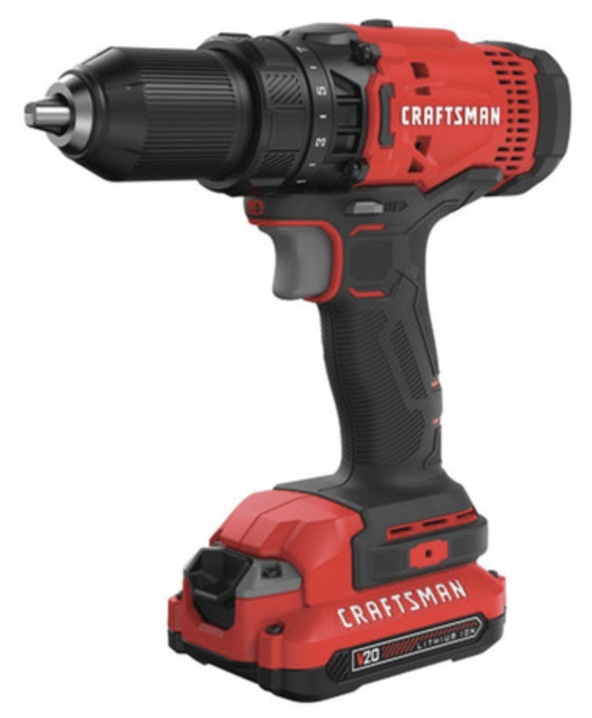 Craftsman V20 20V Max Cordless 1/2" Drill/Driver Kit : $52 Craftsman V20 20V Max Cordless 1/2" Drill/Driver Kit : $52