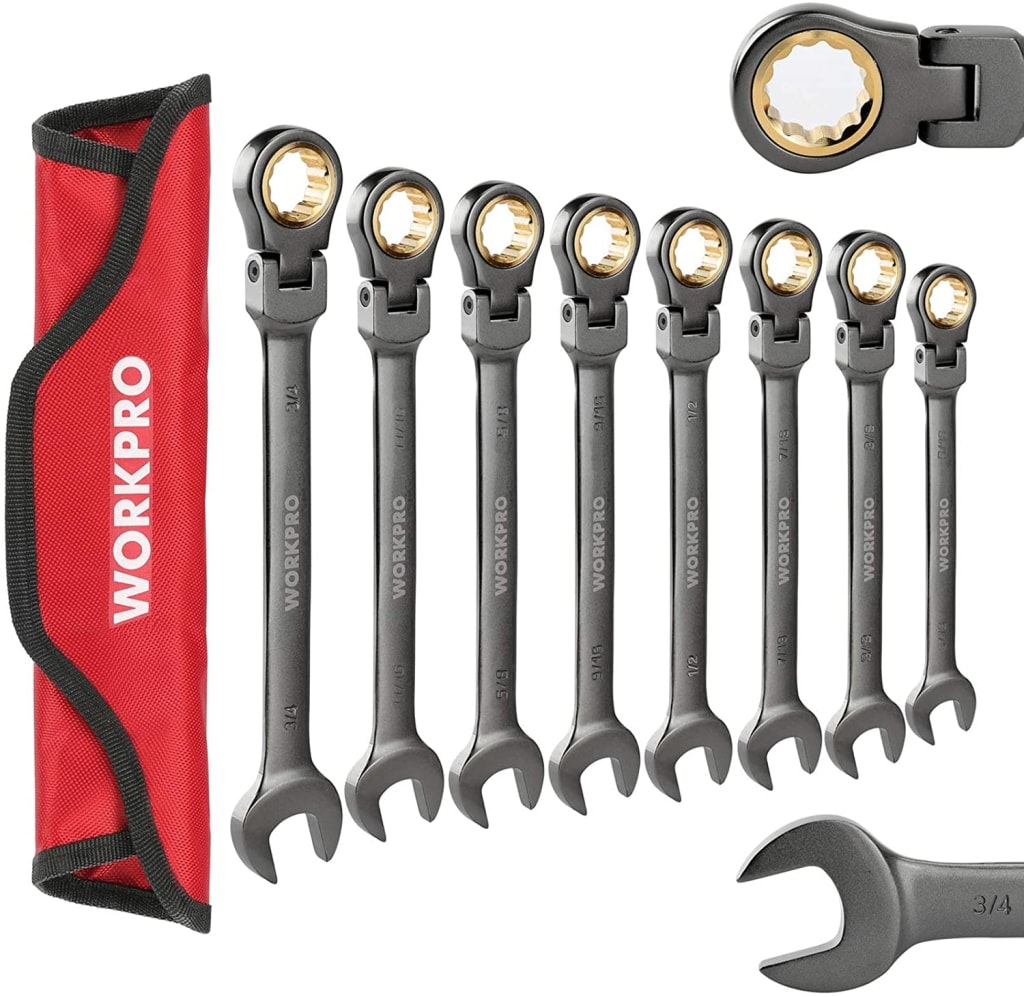 WorkPro 8-Piece Flex-Head Ratcheting Combination Wrench Set: $18.81