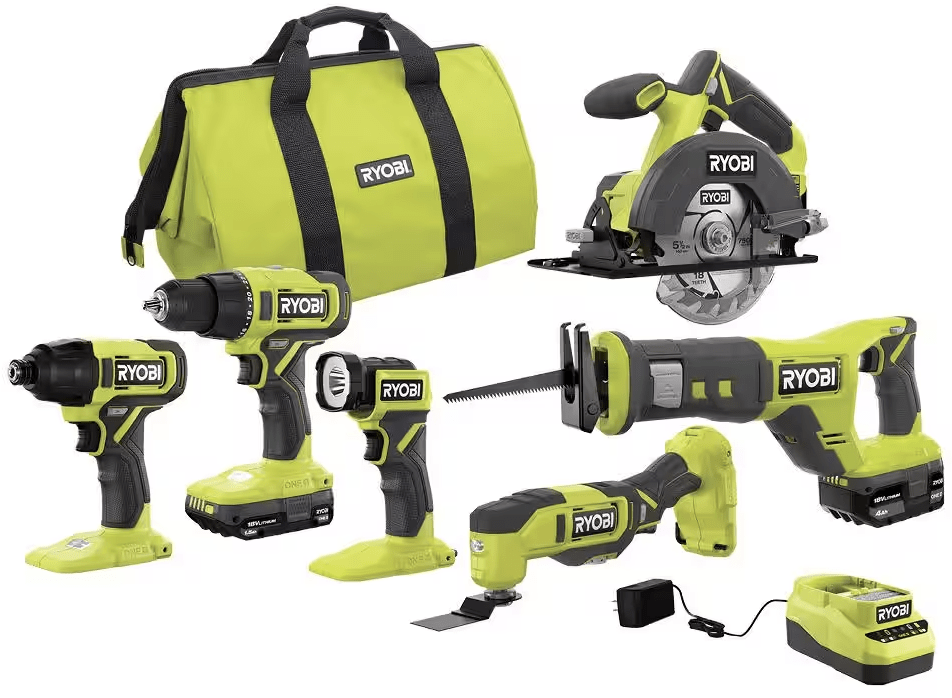Ryobi One+ 18V Cordless 6-Tool Combo Kit: $199 Ryobi One+ 18V Cordless 6-Tool Combo Kit: $199