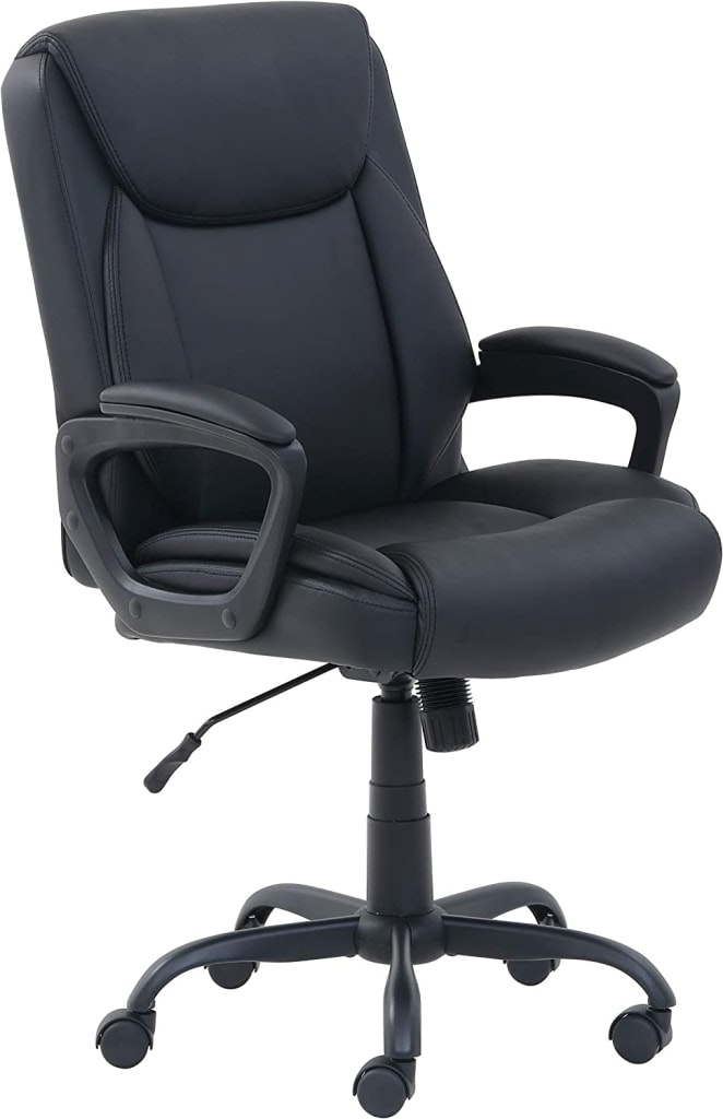 Amazon Basics Classic Puresoft Padded Mid-Back Office Chair w/ Armrest: $64 w/ Prime Amazon Basics Classic Puresoft Padded Mid-Back Office Chair w/ Armrest: $64 w/ Prime