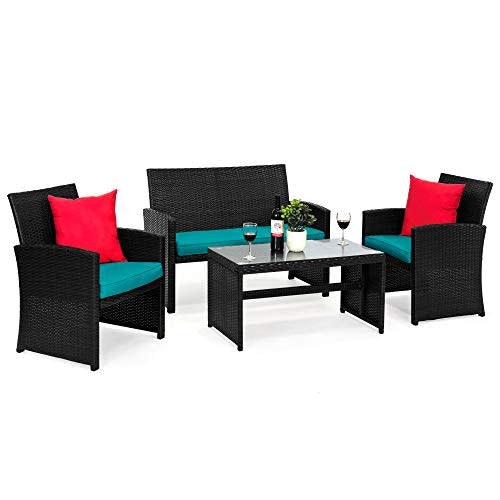 Best Choice Products 4-Piece Outdoor Wicker Patio Furniture Set: $150