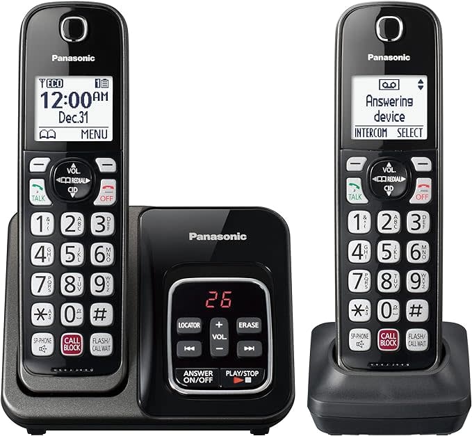 Panasonic 2-Handset Cordless Phone w/ Answering Machine: $43 w/ Prime