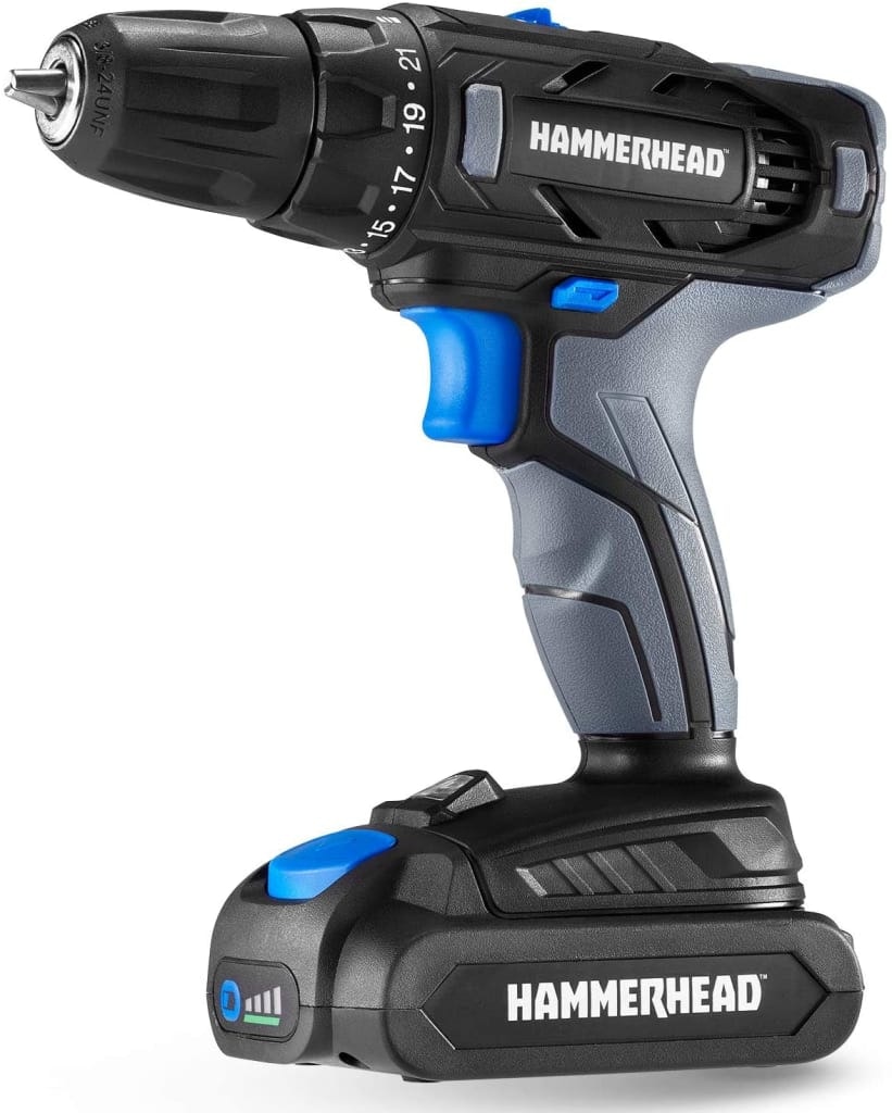 Hammerhead 20V 2-Speed Cordless Drill Driver Kit: $18
