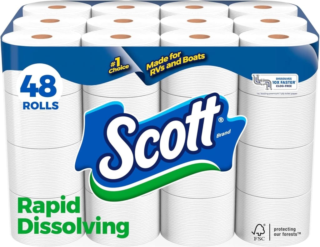 Scott Rapid-Dissolving Toilet Paper Double Roll 48-Pack: $25 via Sub. & Save Scott Rapid-Dissolving Toilet Paper Double Roll 48-Pack: $25 via Sub. & Save
