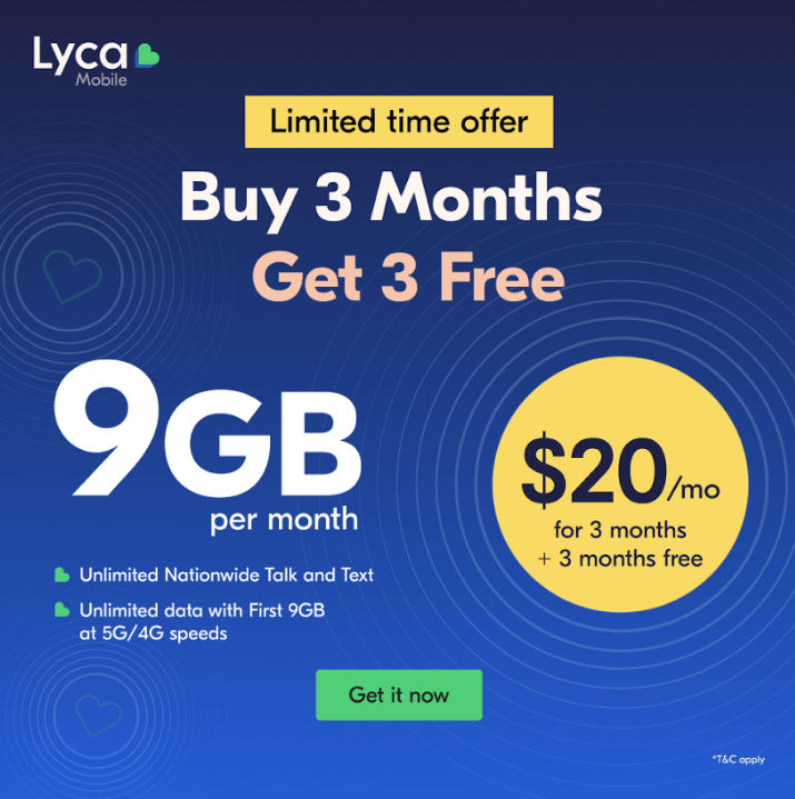 Lyca Mobile - 9GB Data, 6 Months: Just $60 - Act now!