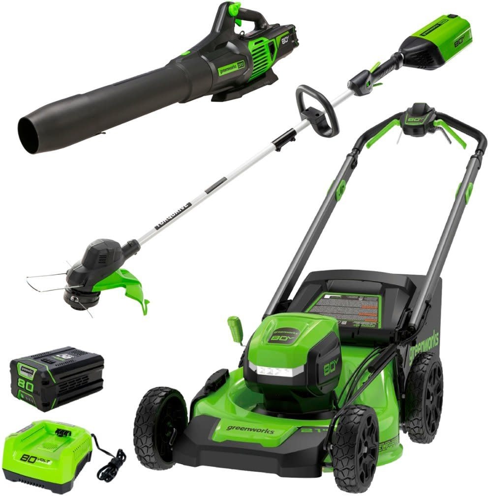 Greenworks 21" 80V Mower w/ 3" String Trimmer & Blower: $580