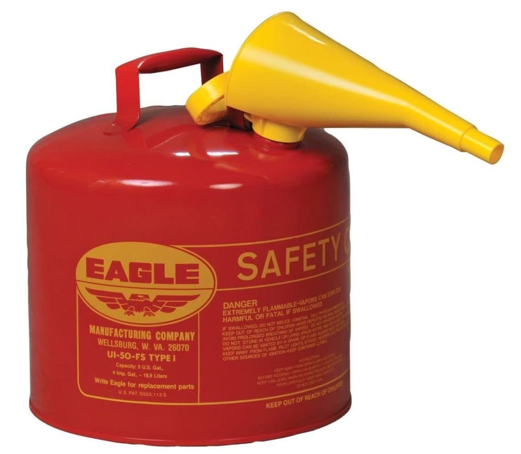 Eagle 5-Gallon Gasoline Safety Can with Funnel: $56.26