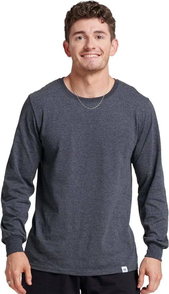 Russell Athletic Men's Dri-Power Cotton Blend Long Sleeve T-Shirt: $4.79