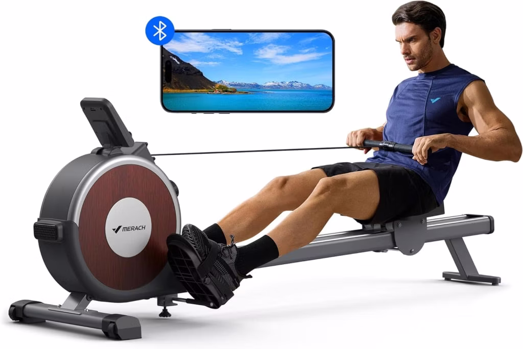 Merach Bluetooth Magnetic Rower Machine: $151.99