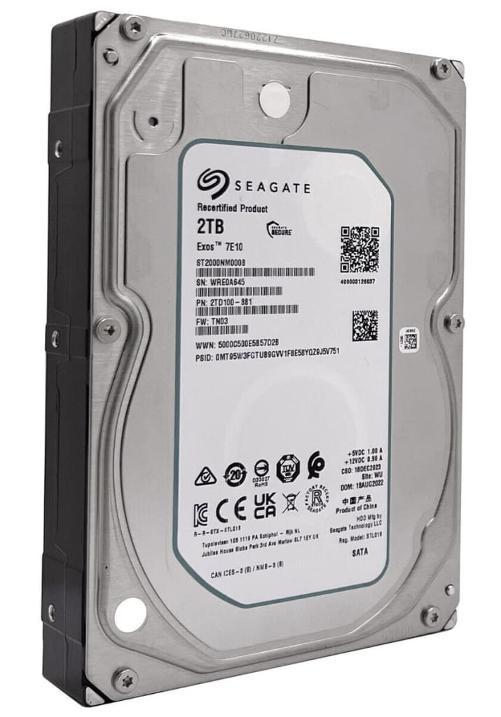 Certified Refurb Seagate Exos 7E10 2TB SATA 6Gbps 3.5" Internal Hard Drive: $29.99