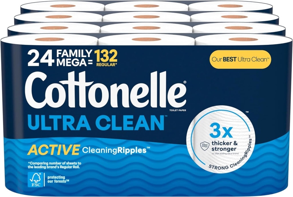 Cottonelle Ultra Clean Toilet Paper Mega Roll 24-Pack: $22 via Sub. & Save