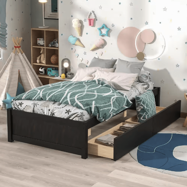 Harper & Bright Designs Twin Platform Storage Bed with 2 Drawers: $212.40