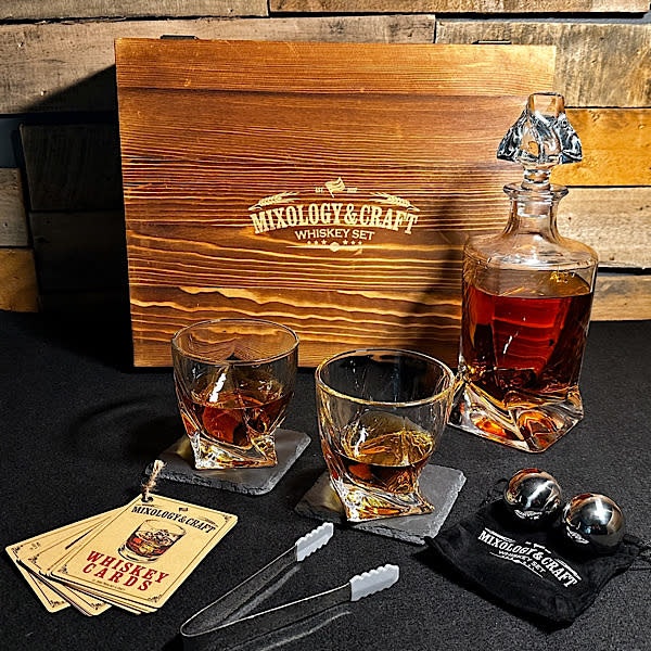 Mixology Glass & Whiskey Stones Set: $19.99 Mixology Glass & Whiskey Stones Set: $19.99