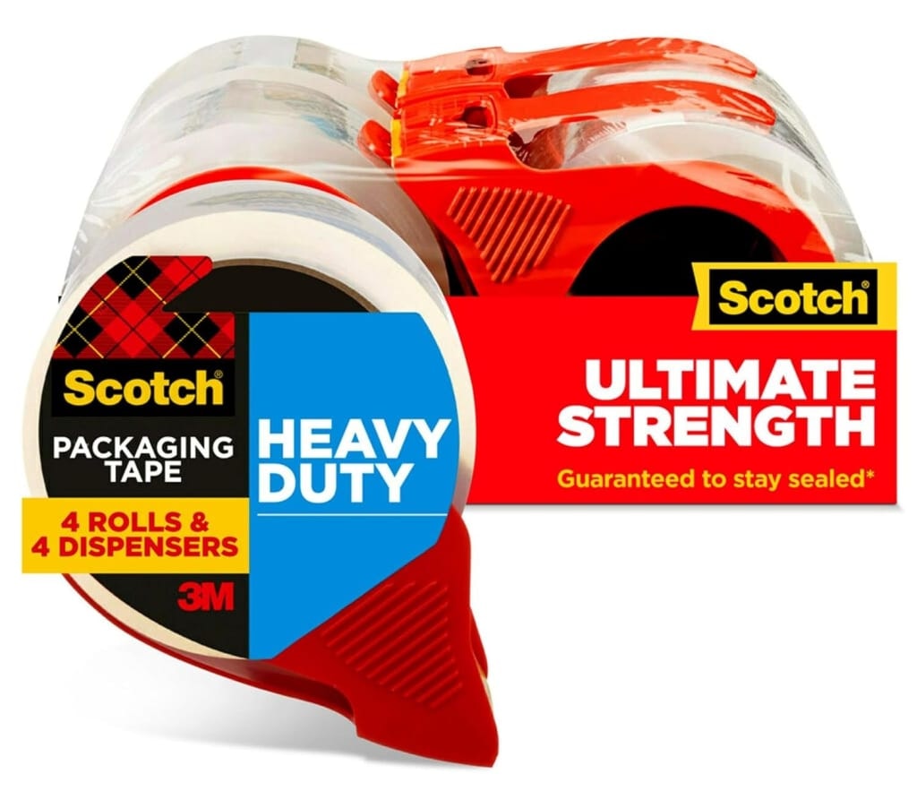 Scotch Heavy Duty Shipping Packing Tape w/ Dispenser 4-Pack: $13 Scotch Heavy Duty Shipping Packing Tape w/ Dispenser 4-Pack: $13
