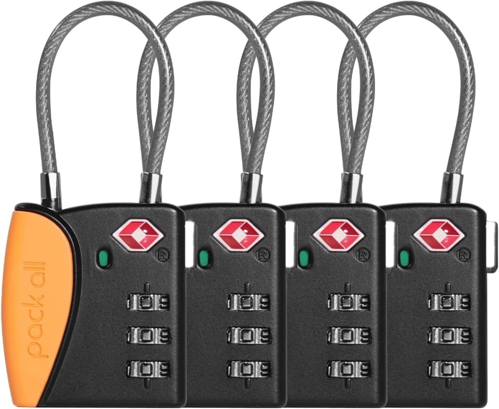 pack all TSA-Approved 3-Digit Cable Luggage Lock 4-Pack: $12.99