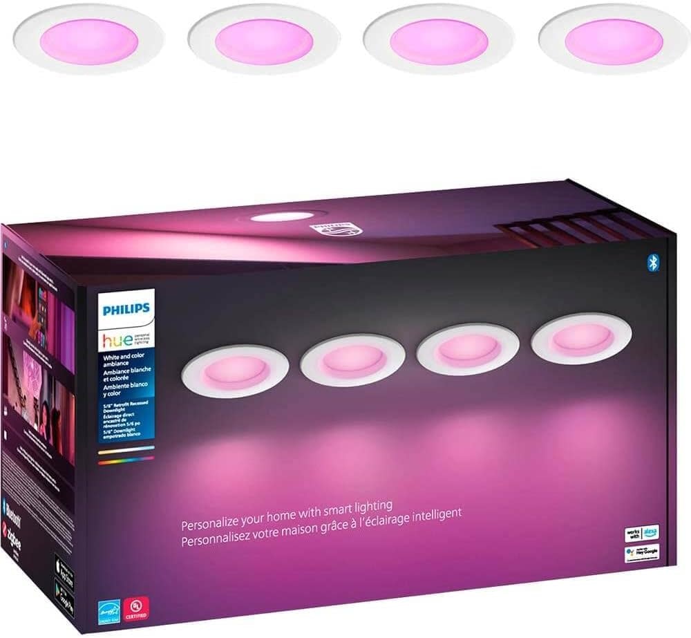 Philips Hue Smart 6" LED Downlight 4-Pack: $122 Philips Hue Smart 6" LED Downlight 4-Pack: $122