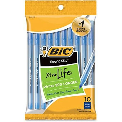 BIC Round Stic Ball Pens Stick 10-Pack: 94 cents w/ Subscribe & Save + free shipping w/ Prime