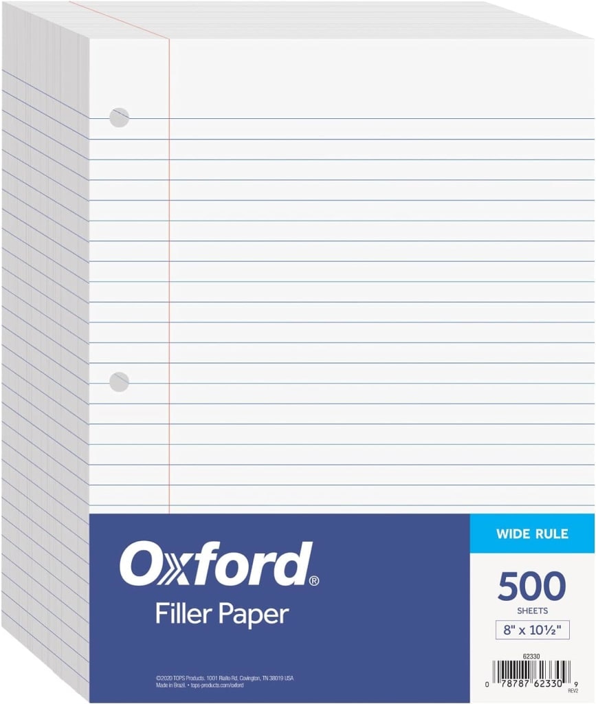 Oxford Wide-Ruled Notebook Filler Paper 500-Pack: $10.19