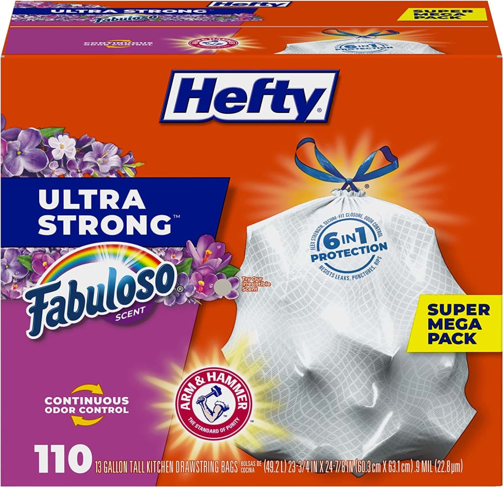 Hefty Ultra Strong Tall 13-Gallon Kitchen Trash Bags 110-Count: $13 via Sub & Save Hefty Ultra Strong Tall 13-Gallon Kitchen Trash Bags 110-Count: $13 via Sub & Save