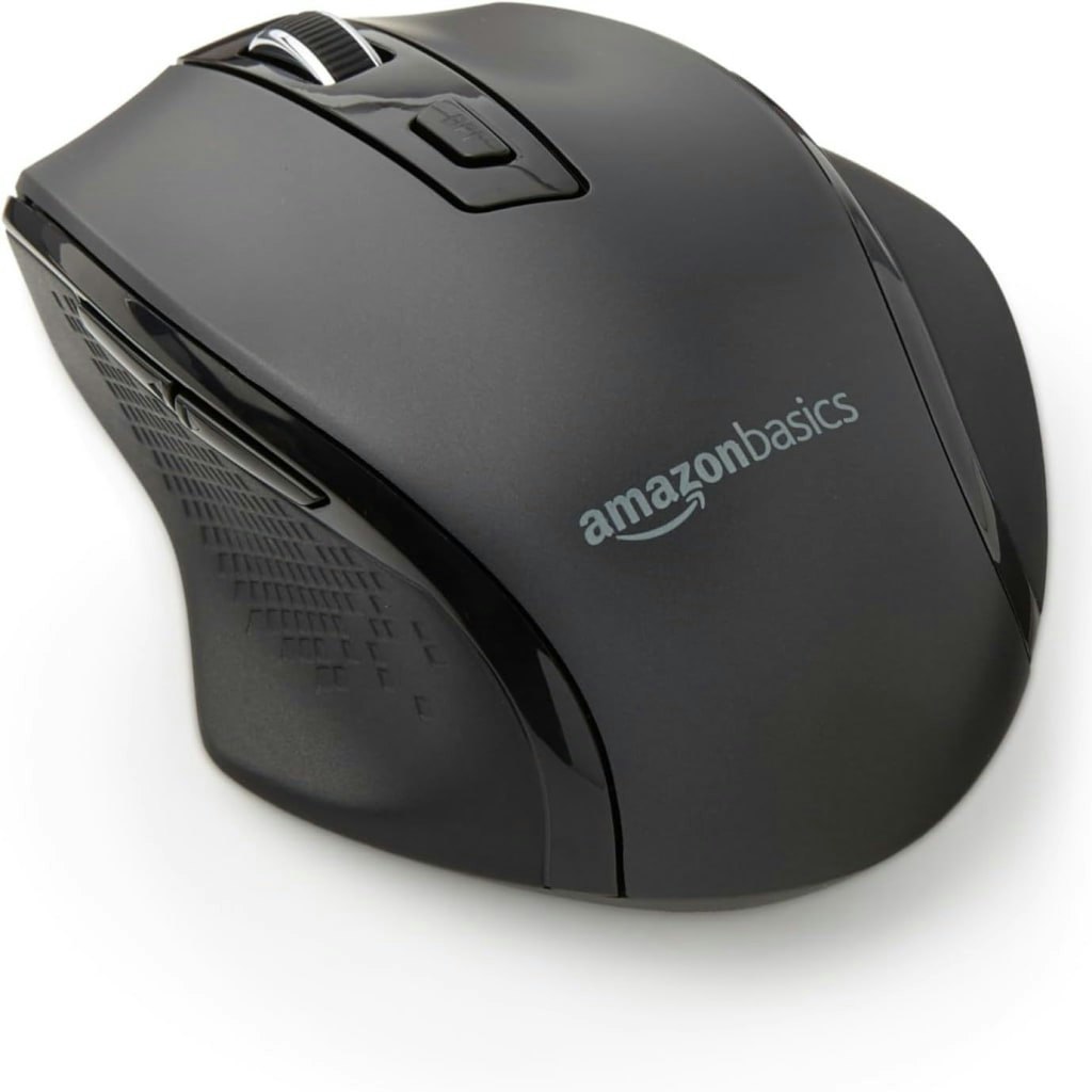 Amazon Basics Ergonomic 2.4 GHz Wireless Optical Mouse: $8