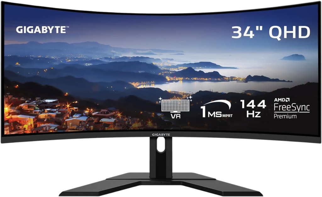 Gigabyte 34" 1440p UltraWide 144Hz FreeSync Gaming Monitor: $300