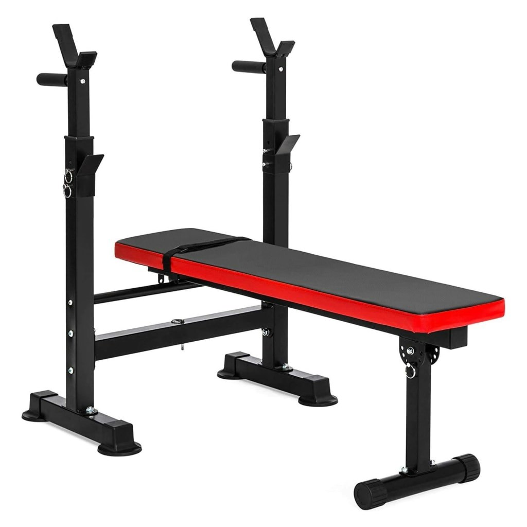 BalanceFrom Adjustable Olympic Workout Bench w/ Squat Rack: $35