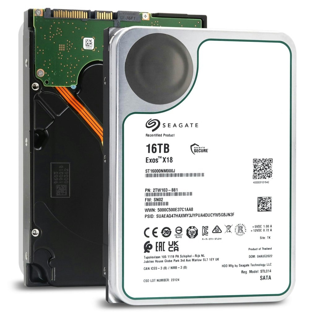 Refurb Seagate Exos X18 16TB Internal Hard Drive w/ 5-Year Warranty: $159.90