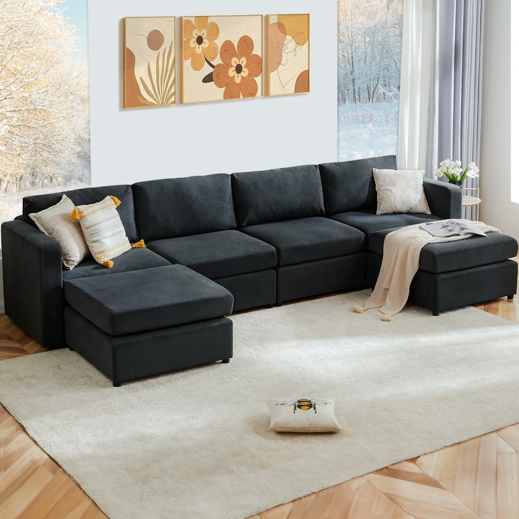 6-Seat U-Shaped Convertible Modular Sectional Sofa: $575 6-Seat U-Shaped Convertible Modular Sectional Sofa: $575
