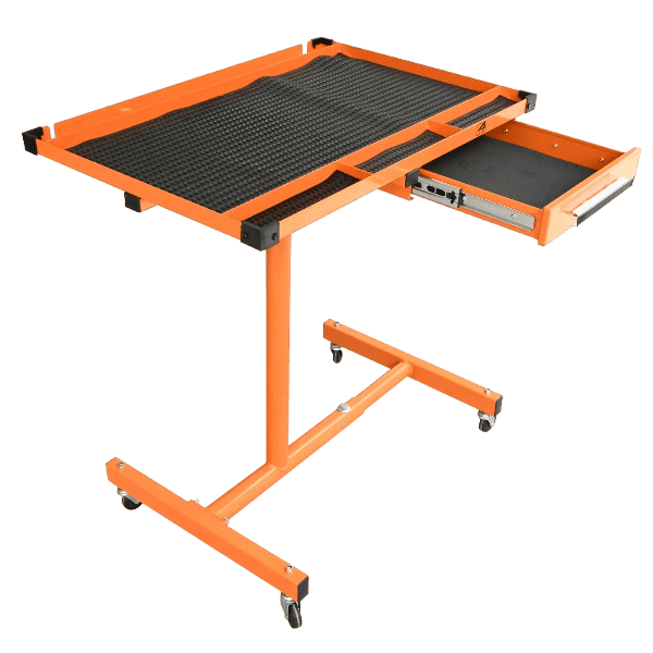 Adjustable 220lbs-Capacity Rolling Tool Tray Table w/ Drawer: $103