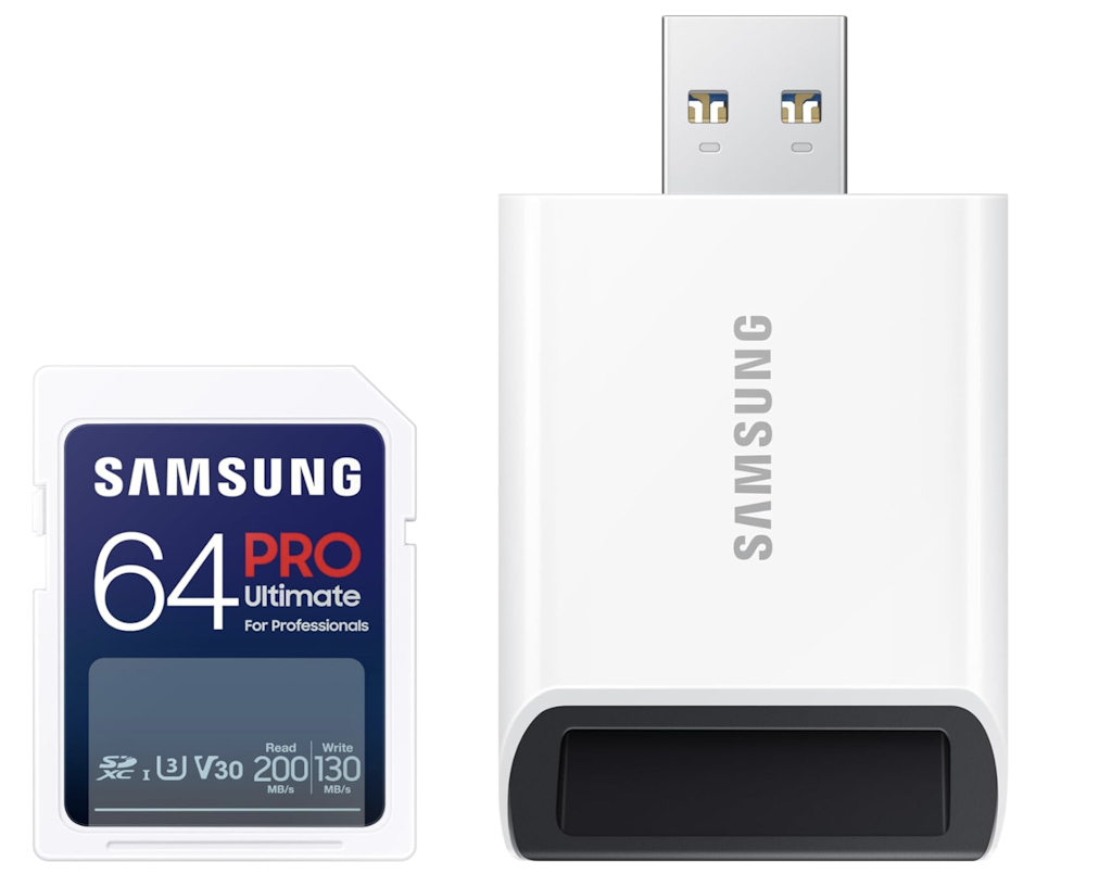 Samsung Pro Ultimate Full Size 64GB SDXC Card w/ USB 3.0 Reader: $9.99 Samsung Pro Ultimate Full Size 64GB SDXC Card w/ USB 3.0 Reader: $9.99