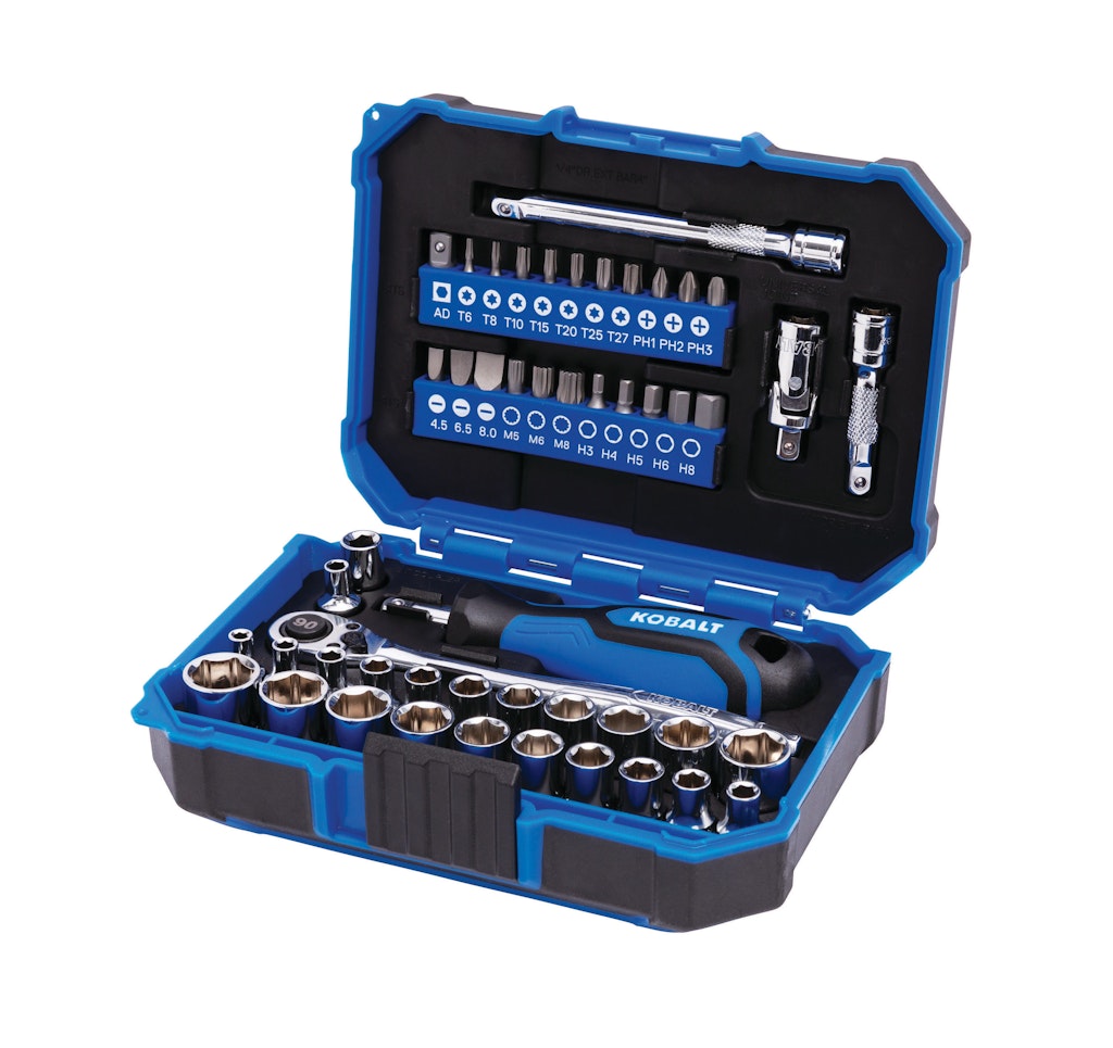 Kobalt 50-Piece SAE and Metric Mechanics Tool Set: $10