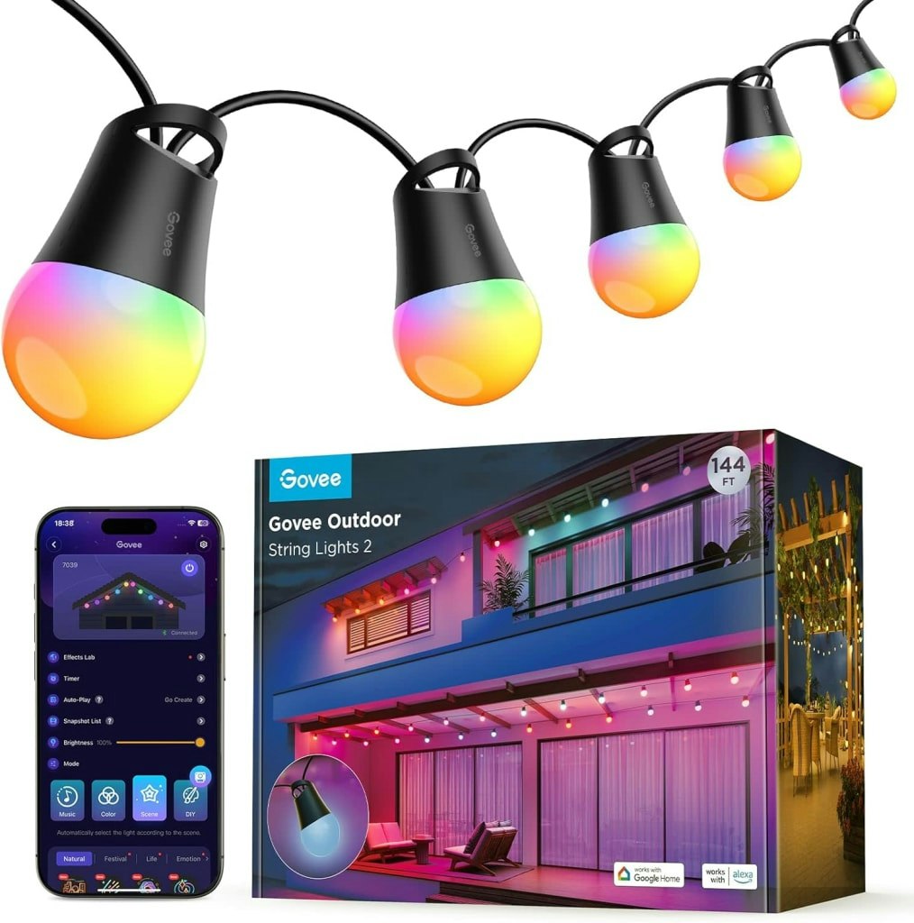 Govee 144-Foot Smart Outdoor String Lights 2: $110 w/ Prime