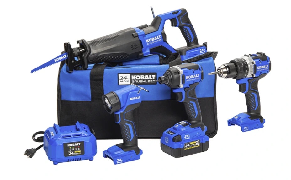 Kobalt 24V 4-Tool Brushless Power Tool Combo Kit with Battery & Charger: $249 + 2 free tools