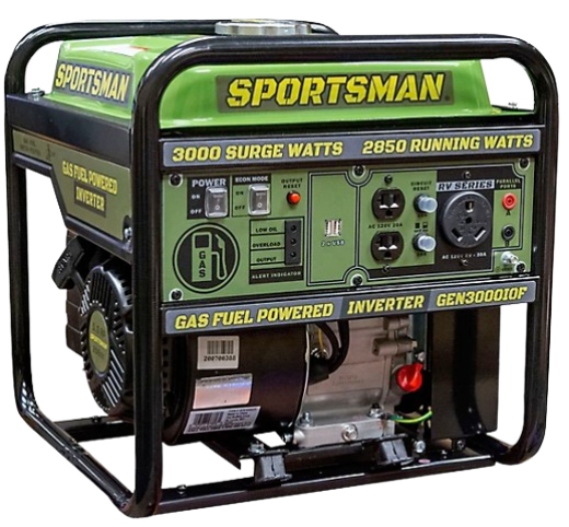 Sportsman 3,000/2,850-Watt Gasoline Powered Inverter Generator: $250 Sportsman 3,000/2,850-Watt Gasoline Powered Inverter Generator: $250