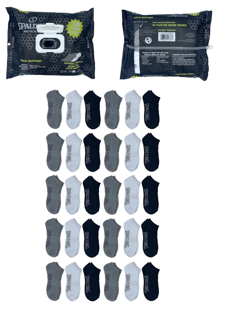 Spalding Men's No-Show Socks 30-Pack: $8.98 Spalding Men's No-Show Socks 30-Pack: $8.98