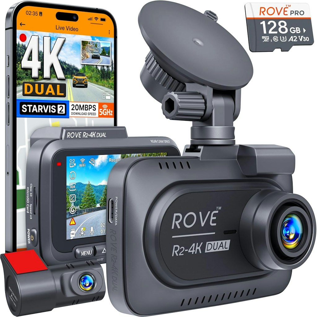 Rove R2 4K Dual Dash Cam (Front and Rear): $100 w/ Prime