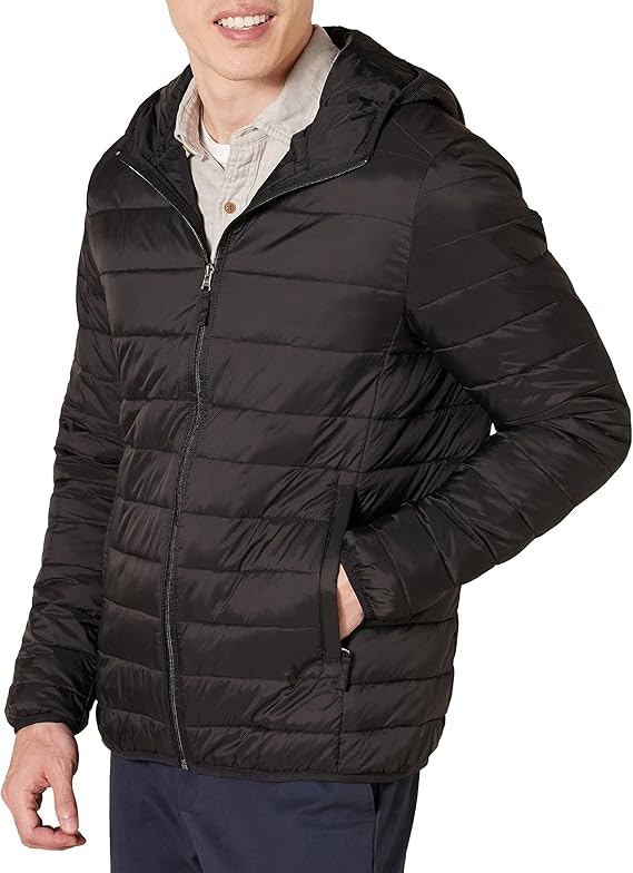 Amazon Essentials Men's Water-Resistant Packable Hooded Puffer Jacket: $11