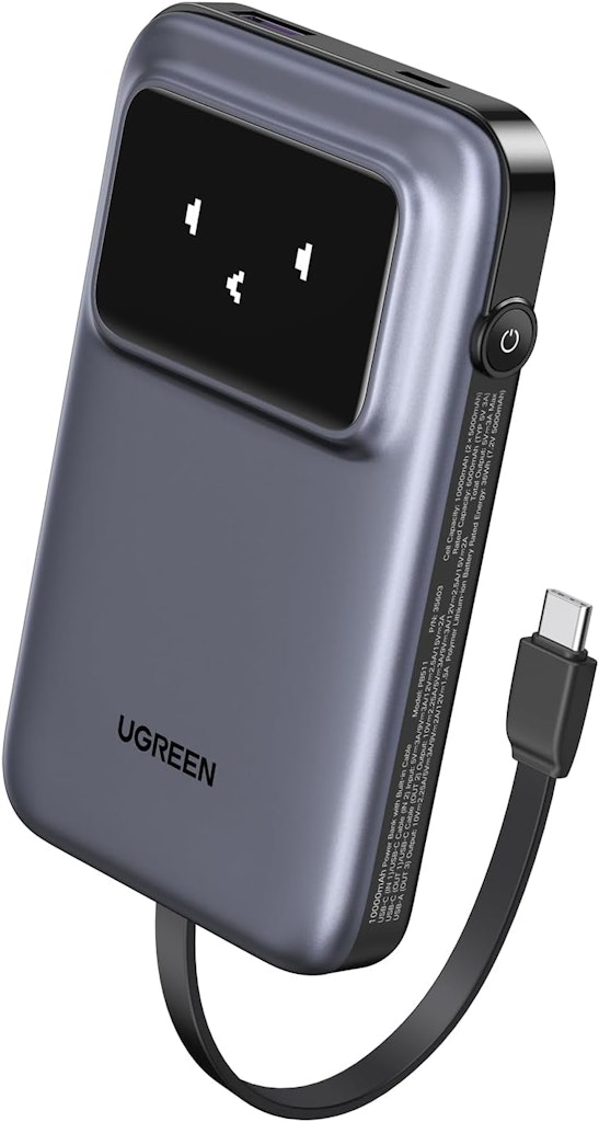Ugreen Uno 10,000mAh 30W Portable Power Bank w/ Built-In USB-C Cable: $36.99
