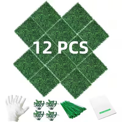 20" x 20" Artificial Boxwood Hedge Greenery Panels 12-Pack: $42.95