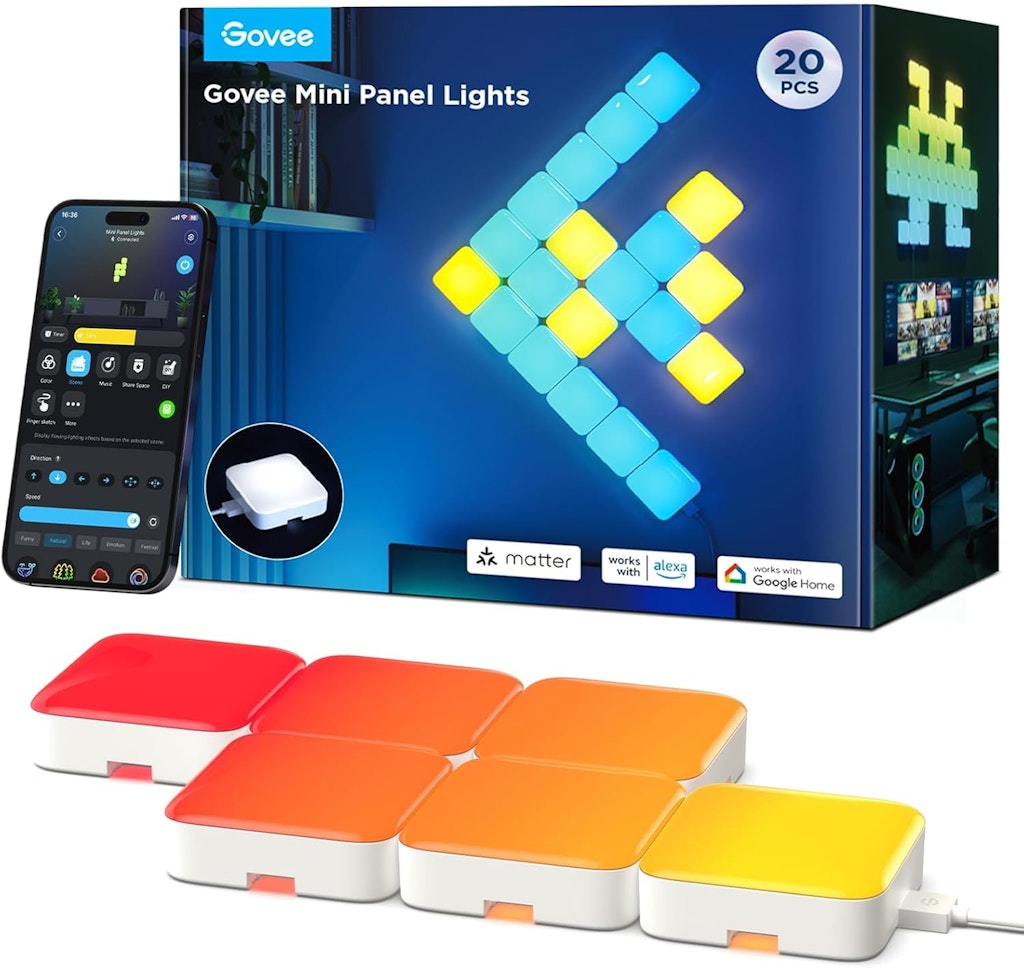 Govee 20-Piece RGBIC Mini Panel Wall Light Set: $99.99