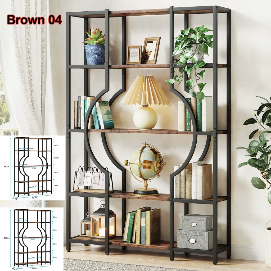 Tribesigns Industrial 5-Tier Etagere Bookcase: $119 Tribesigns Industrial 5-Tier Etagere Bookcase: $119