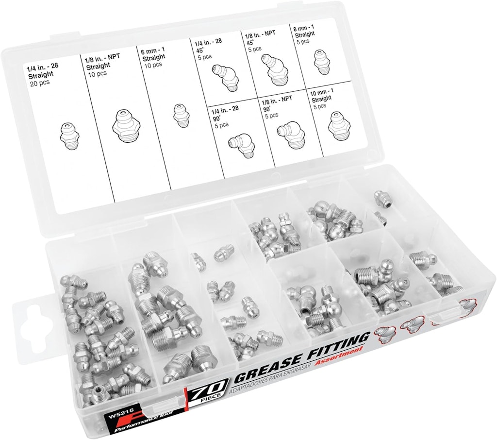 Performance Tool 70-Piece SAE/Metric Grease Fitting Assortment : $6