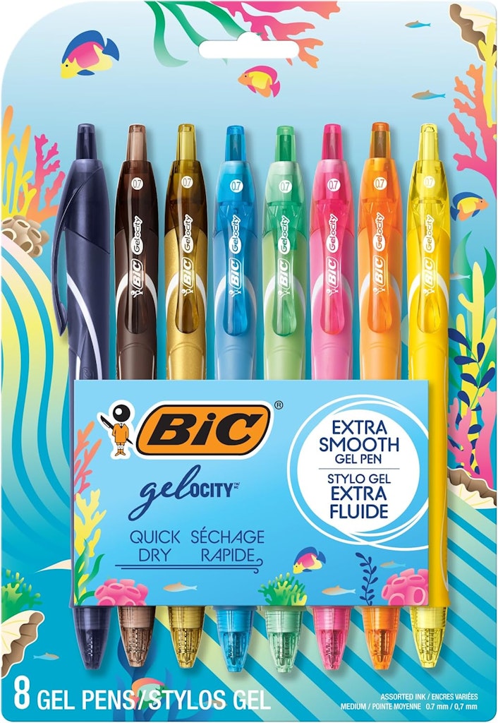 BIC Gelocity 8-Count Ocean Themed Gel Pens: $6.09