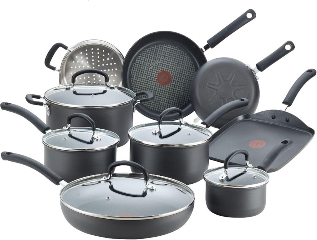 T-fal 14-Piece Ultimate Hard Anodized Nonstick Cookware Set: $130