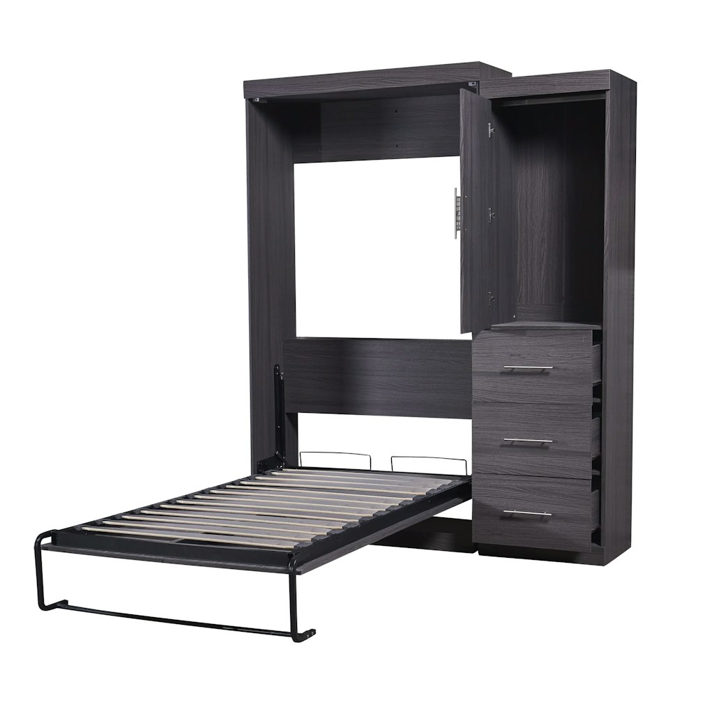 Euroco Twin Murphy Wall Bed with Wardrobe: $612