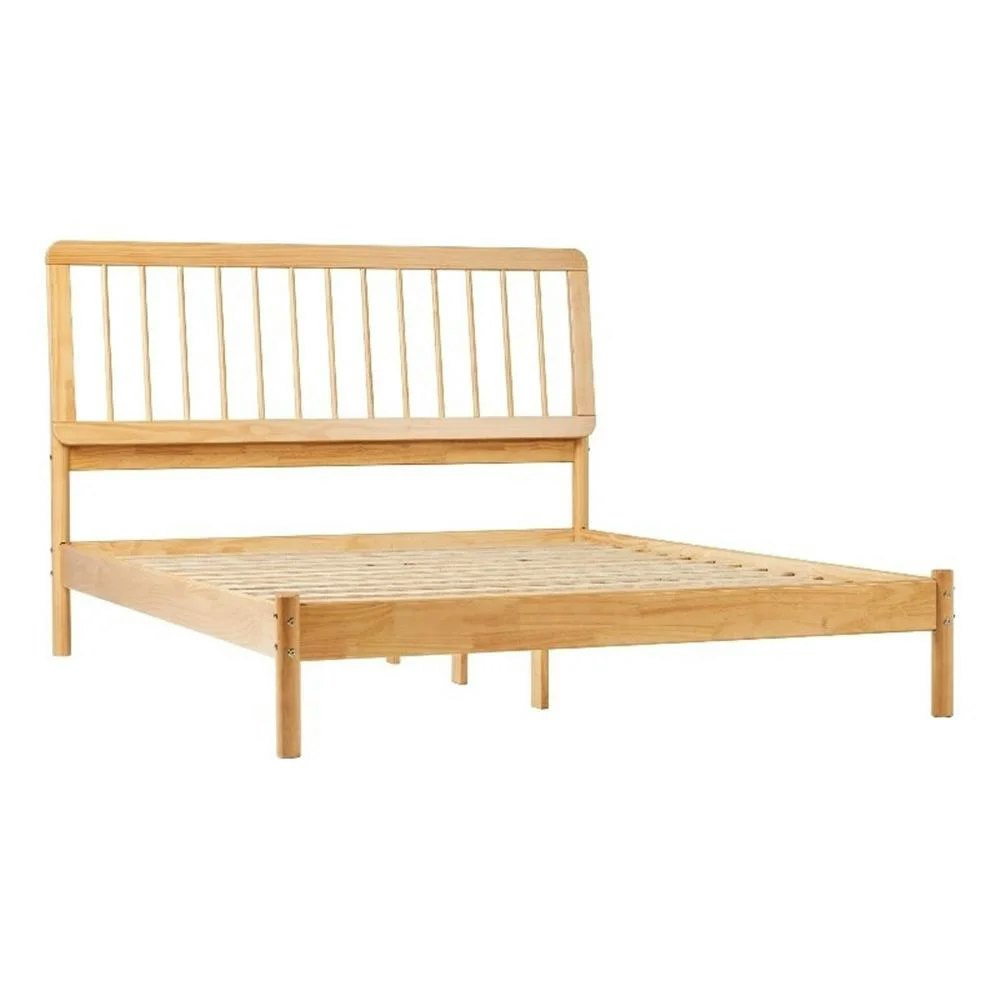 Walker Edison Mid-Century Modern Slatted Solid Wood Queen Bedframe: $117 Walker Edison Mid-Century Modern Slatted Solid Wood Queen Bedframe: $117