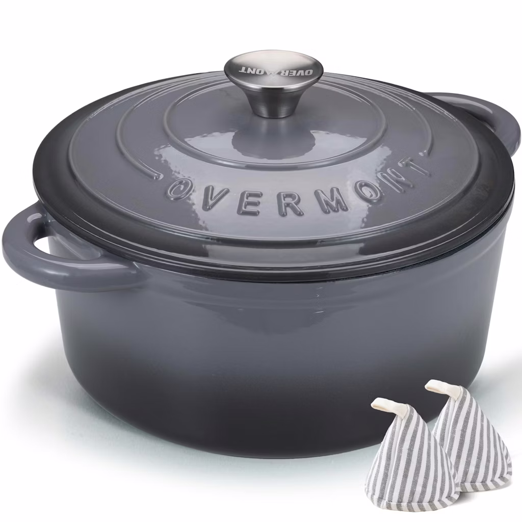 Overmont 4.5-Quart Enameled Cast Iron Dutch Oven: $40