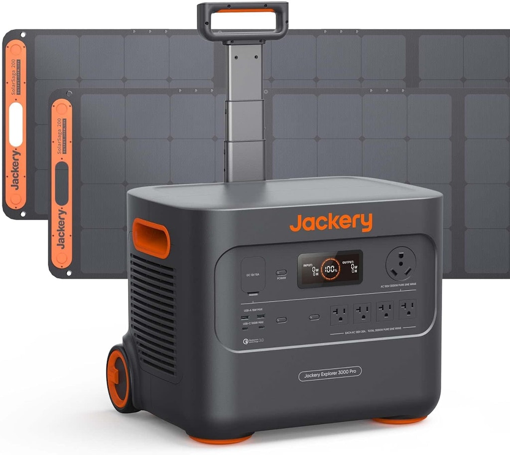  Jackery 3000 Pro 3,024Wh Portable Power Station + 200W Solar Panel 2-Pack: $1,899